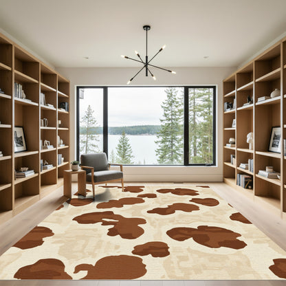 Brown And Beige Patchwork Spots Rug