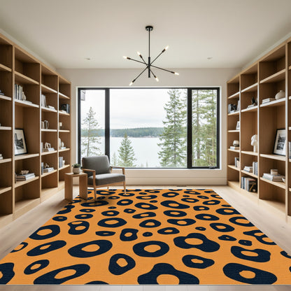 Orange Black Spotted Animal Print Rug