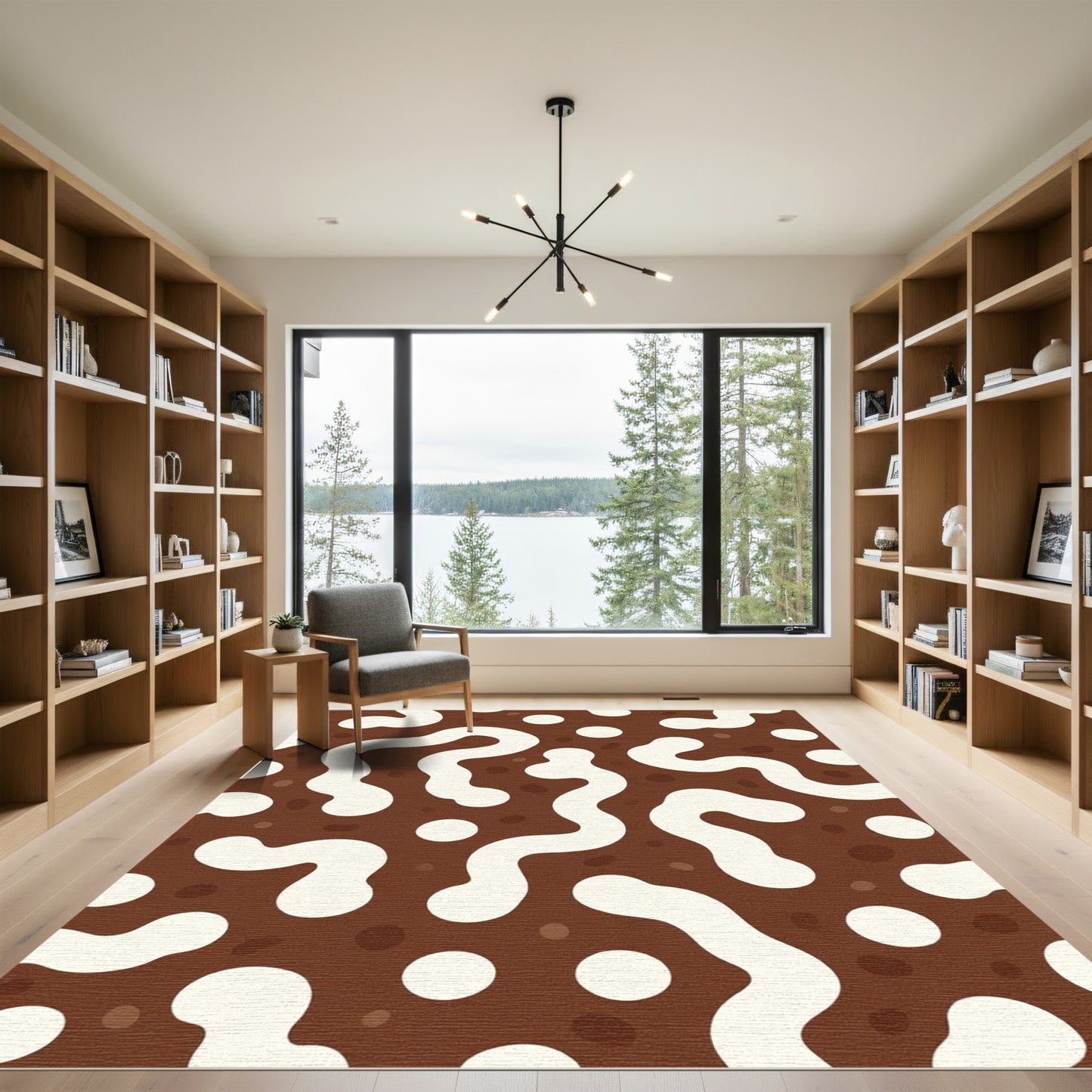 Chocolate Cream Blob Swirl Rug