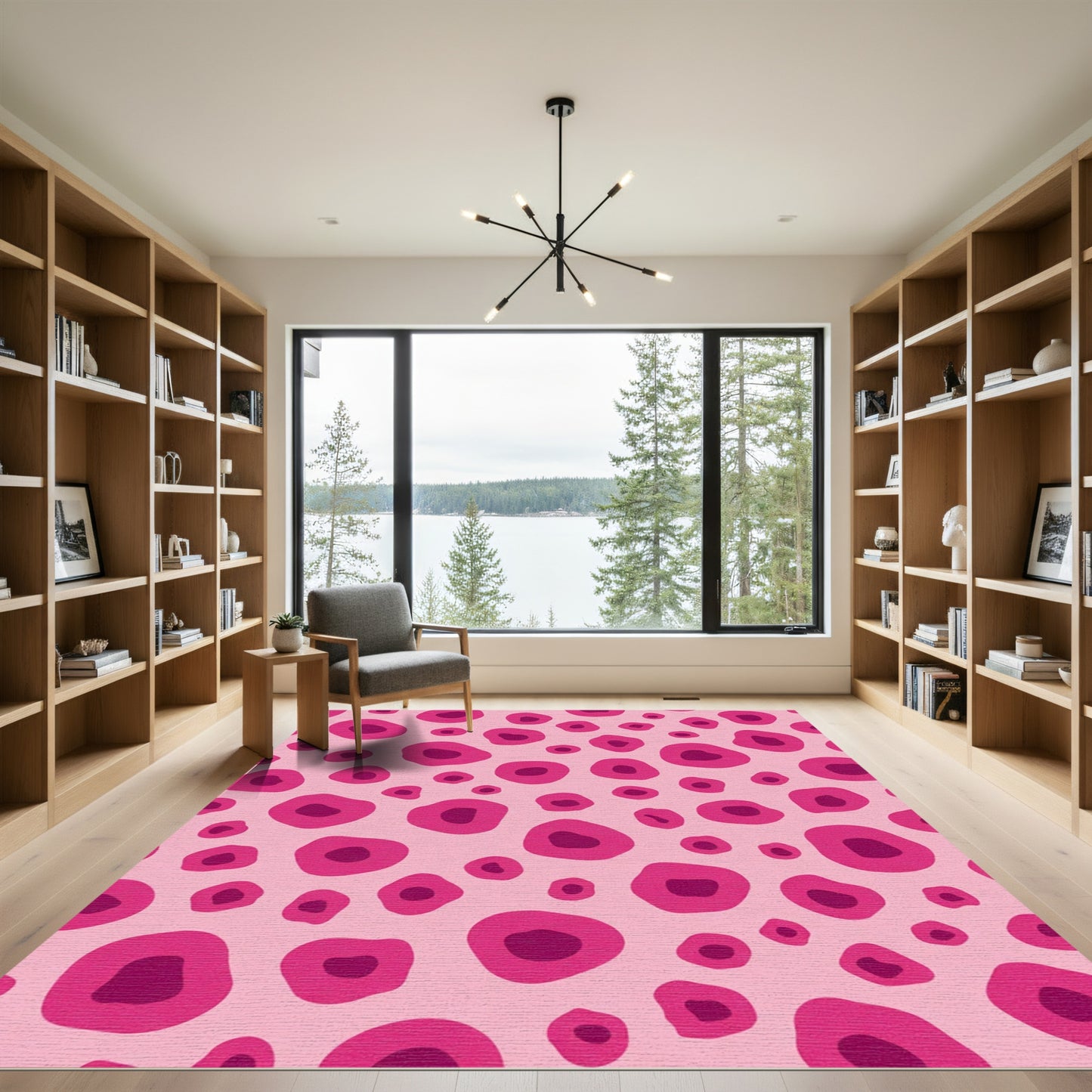 Pink Magenta Organic Circles Rug
