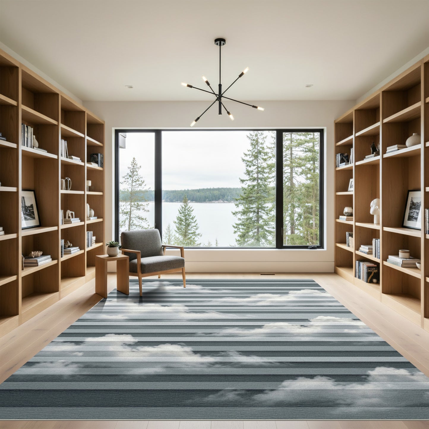 Dreamy Floating Cloud Layered Gray Rug