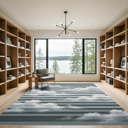 Dreamy Floating Cloud Layered Gray Rug