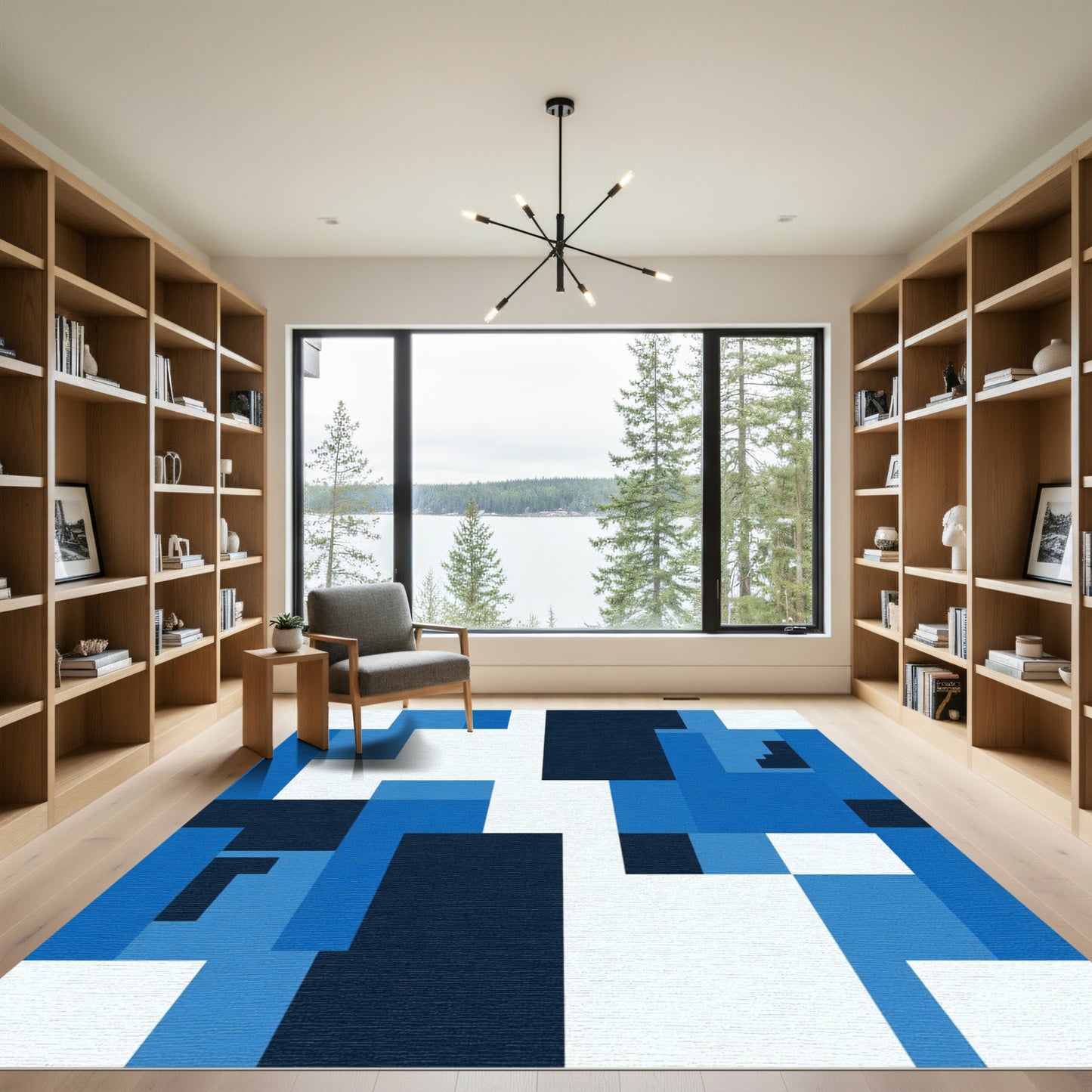 Shades Blue Geometric Abstraction Rug