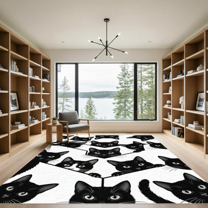 All Over Black Cat Faces Rug