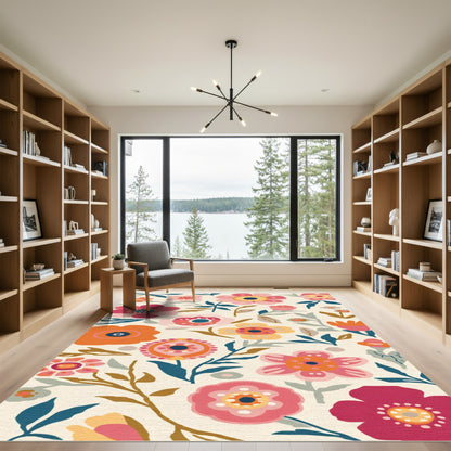 Vibrant Floral Garden With Pink Hues Rug