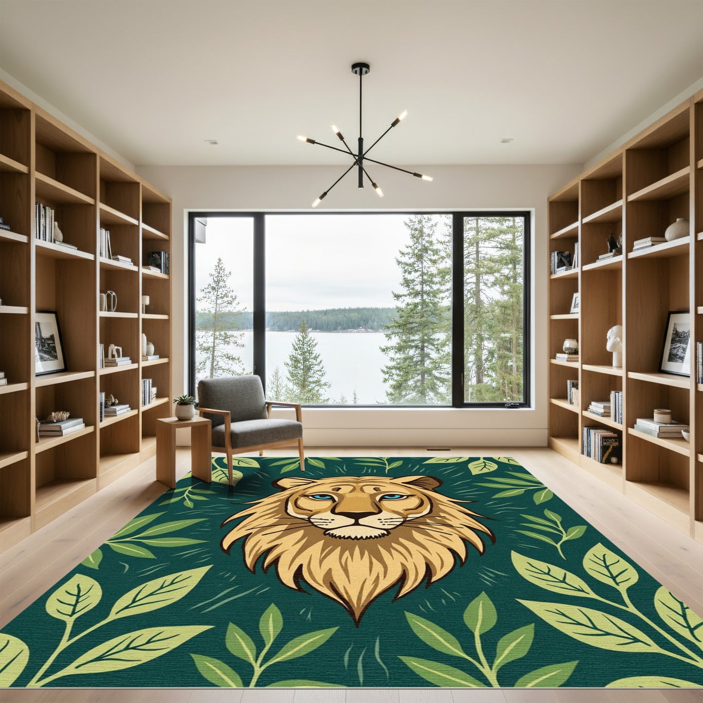 Golden Lion With Blue Eyes Jungle Rug