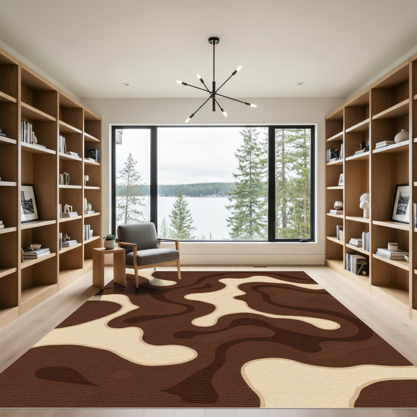 Chocolate Marble Swirl Abstract Rug
