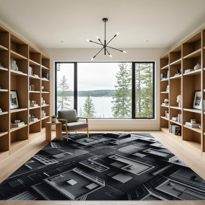 Monochromatic Urban Aerial Grid Rug