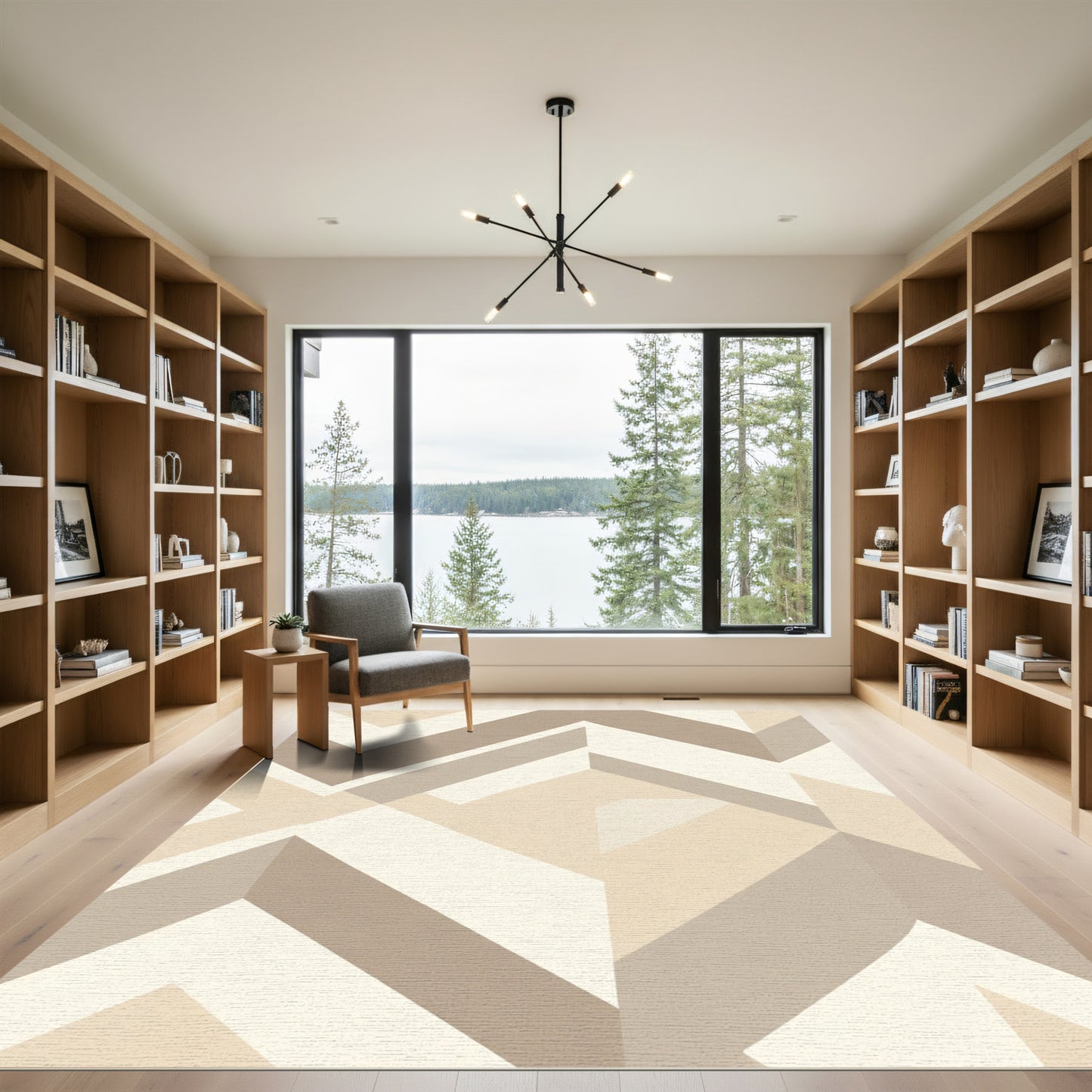 Neutral Tones Geometric Angles Rug