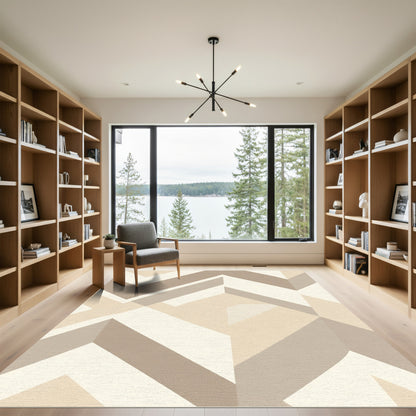 Neutral Tones Geometric Angles Rug