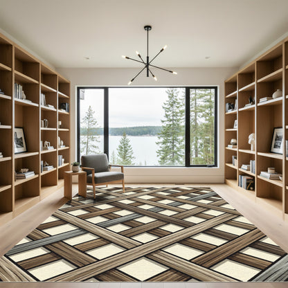 Rustic Wood Lattice Work Rug