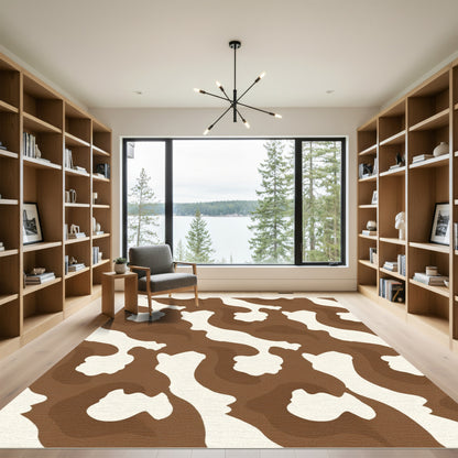 Brown White Abstract Animal Spots Rug