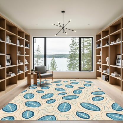 Blue Oval Contour Abstract Rug
