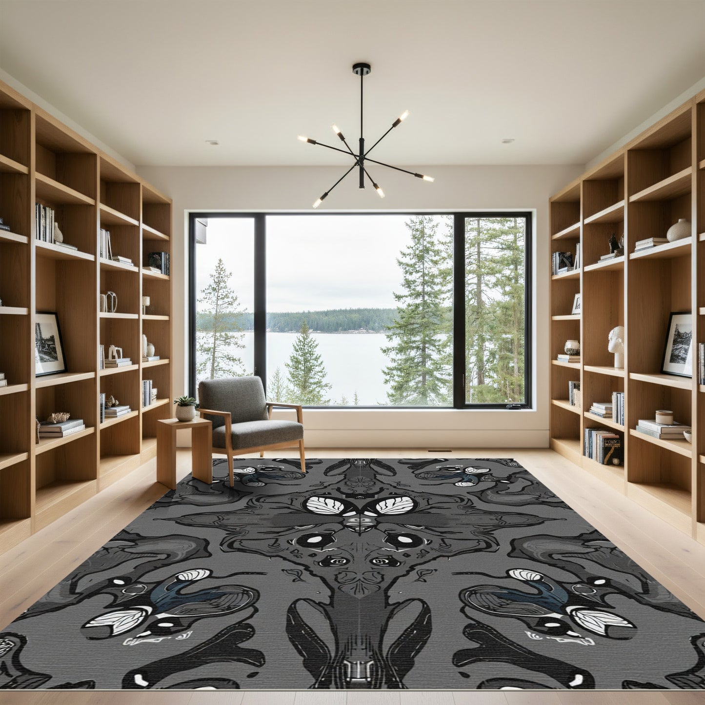 Gothic Gray Creature Abstract Rug