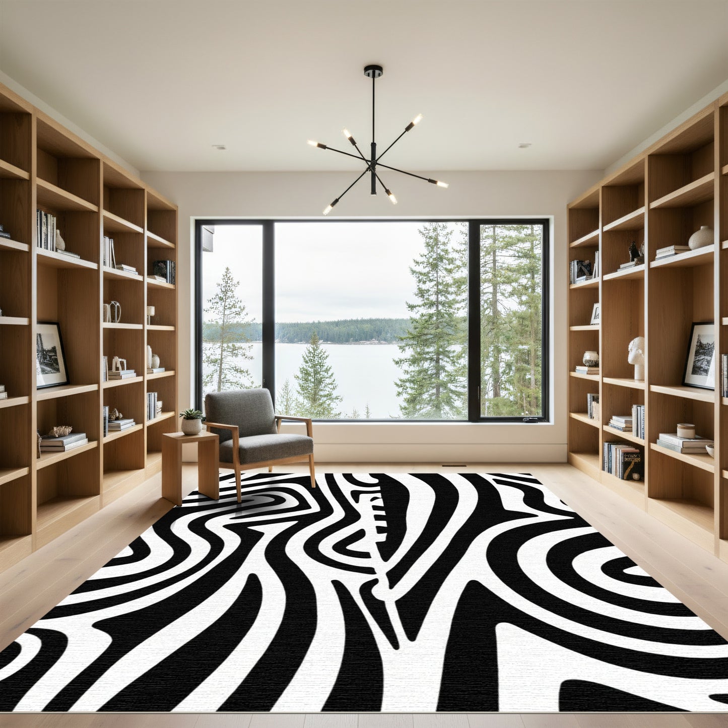 Bold Black White Animal Stripes Rug