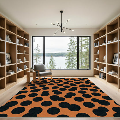 Orange Black Polka Dots Rug