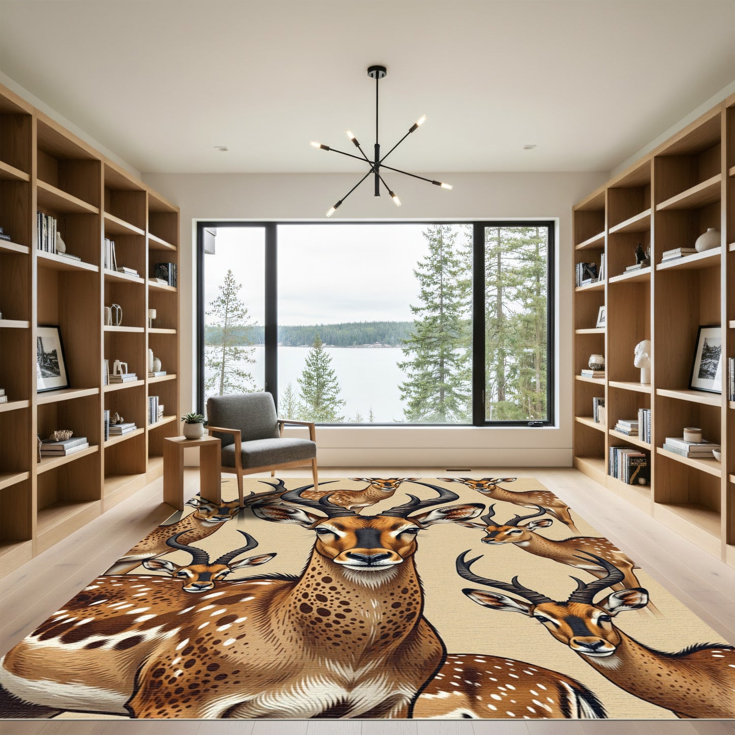 Elegant Tan Gazelle Wildlife Composition Rug