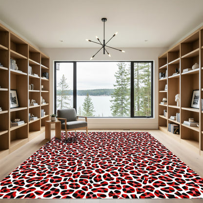 Bold Red Animal Spots All Over Rug