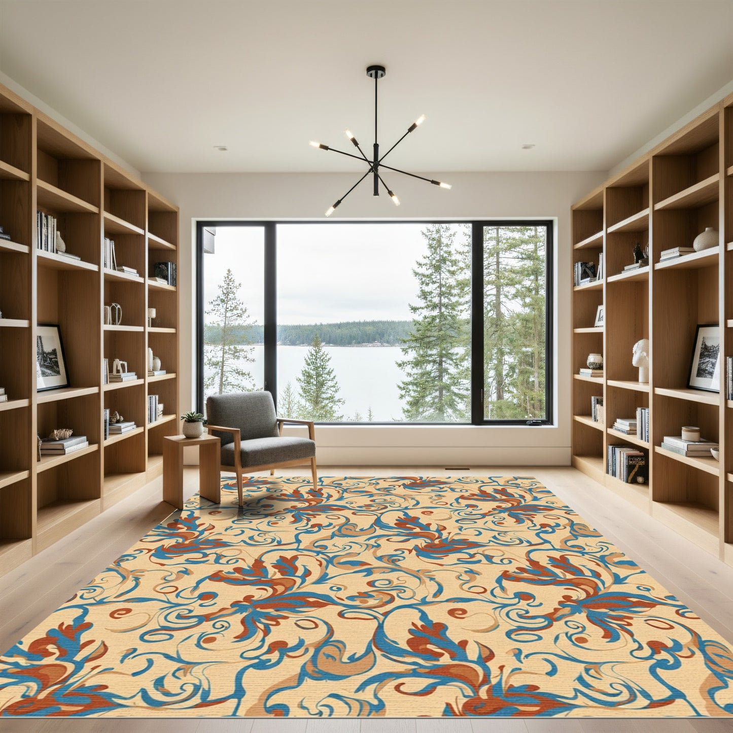 Amber Swirl Floral Vine Art Rug