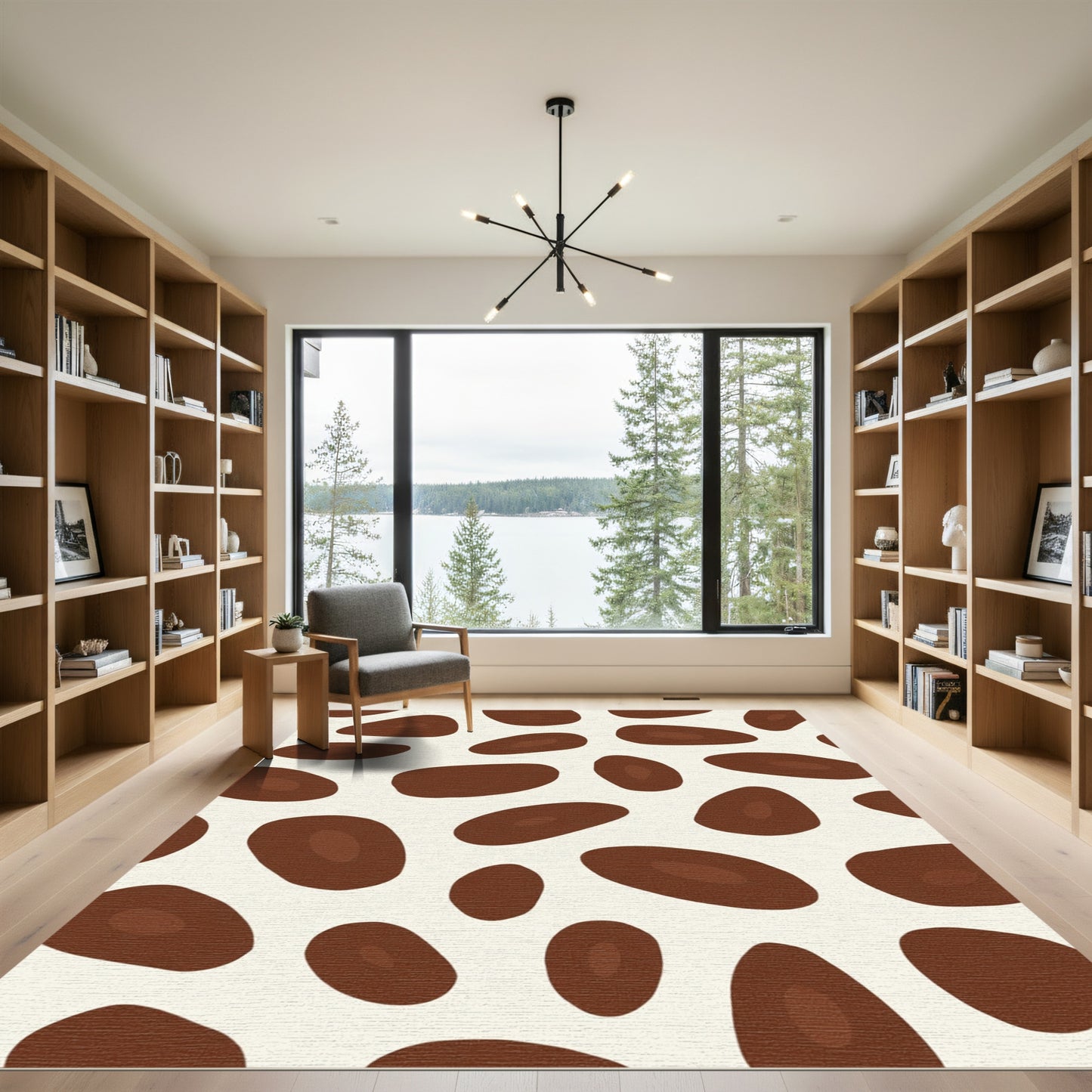 Brown Cream Organic Spots Rug