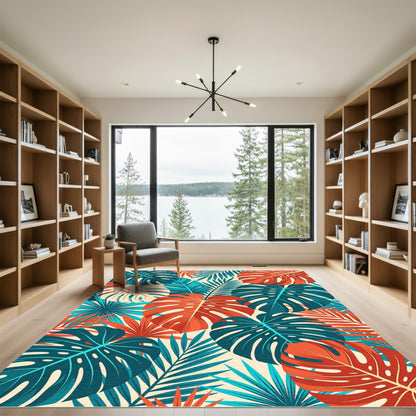 Vibrant Tropical Foliage Botanical Jungle Rug