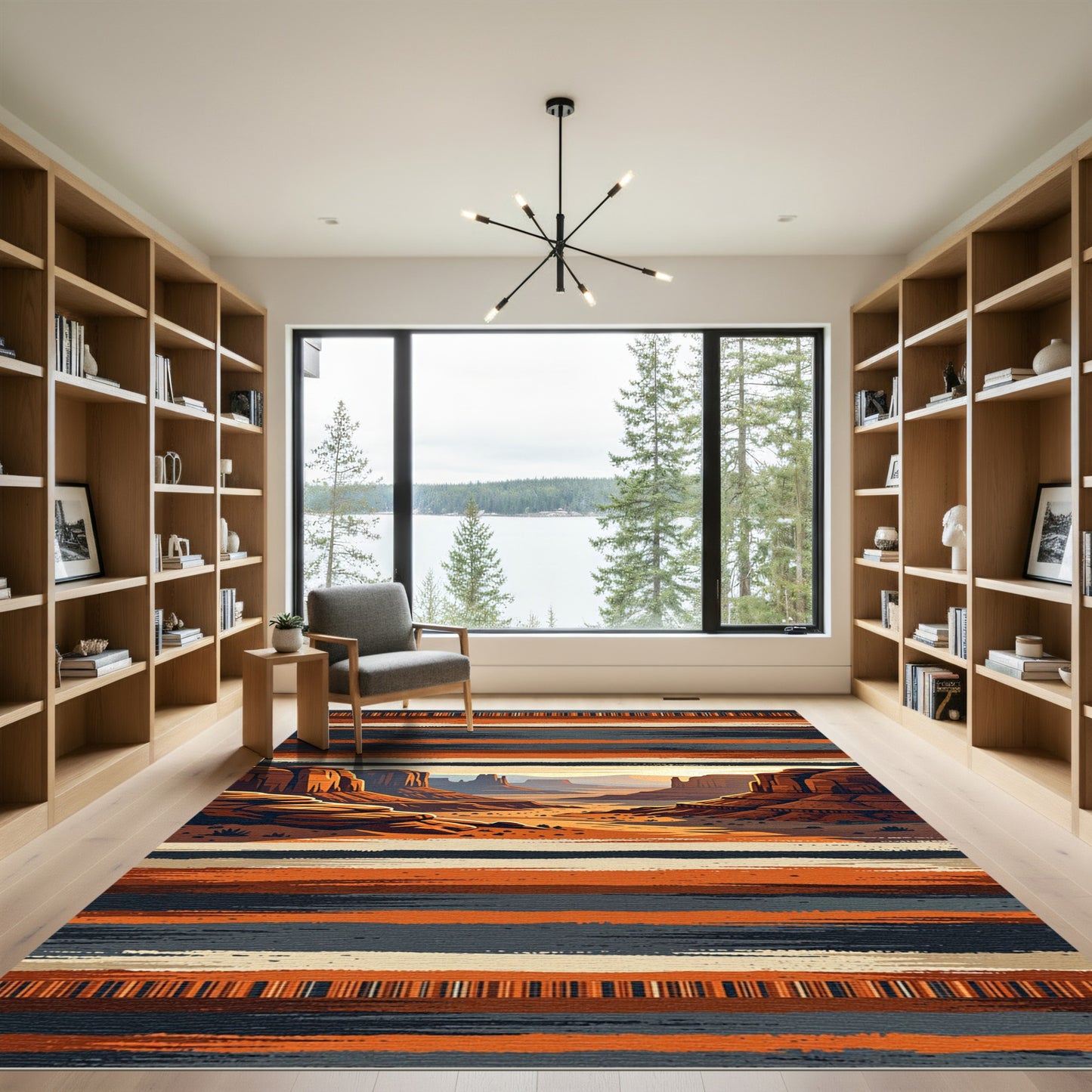 Earthy Mesa Sunset Striped Landscape Rug