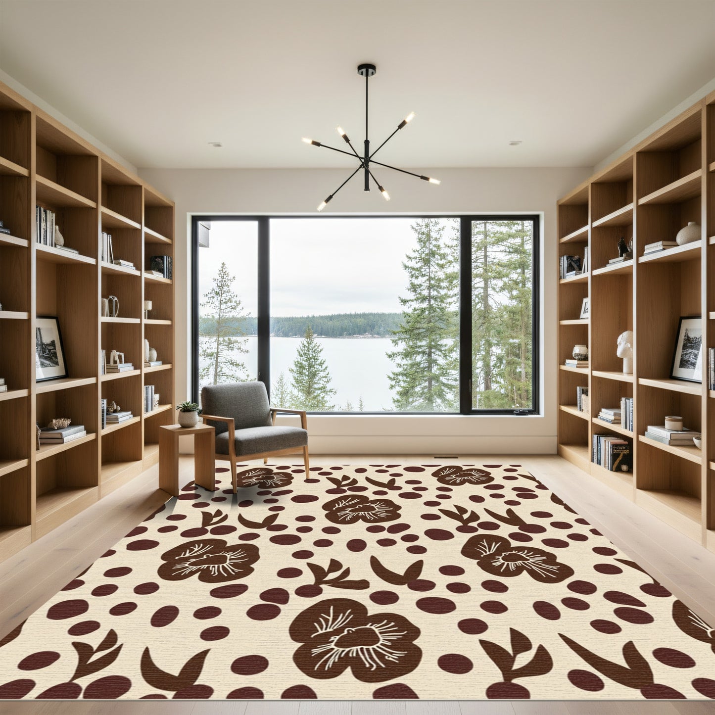 Brown Bold Floral Confetti Rug