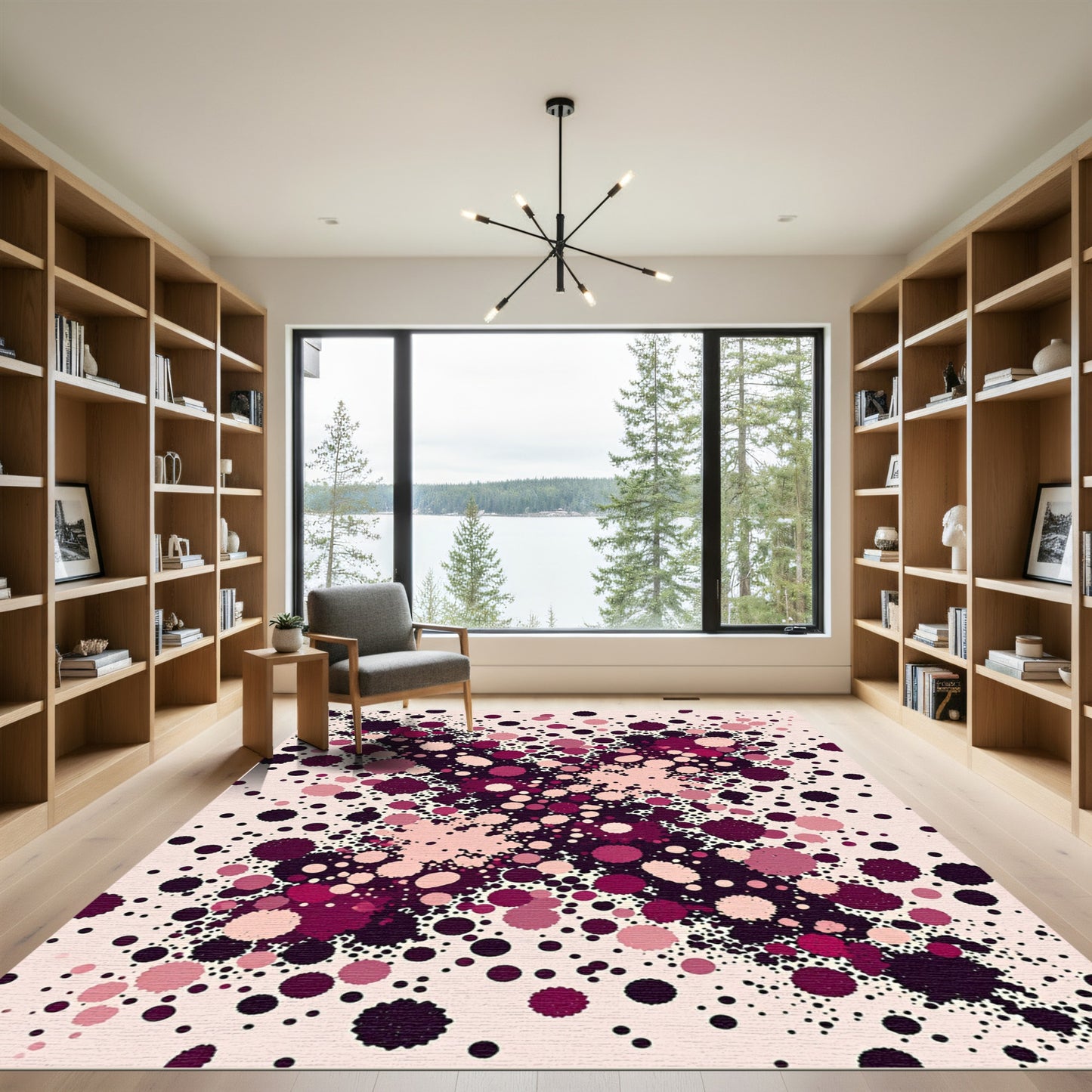 Radiant Pink Splatter Cluster Rug