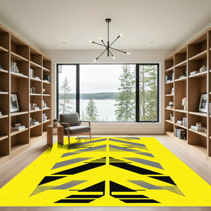 Bold Yellow Gray Abstract Arrows Rug