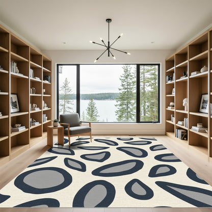 Modern Dark Gray Organic Shape Rug