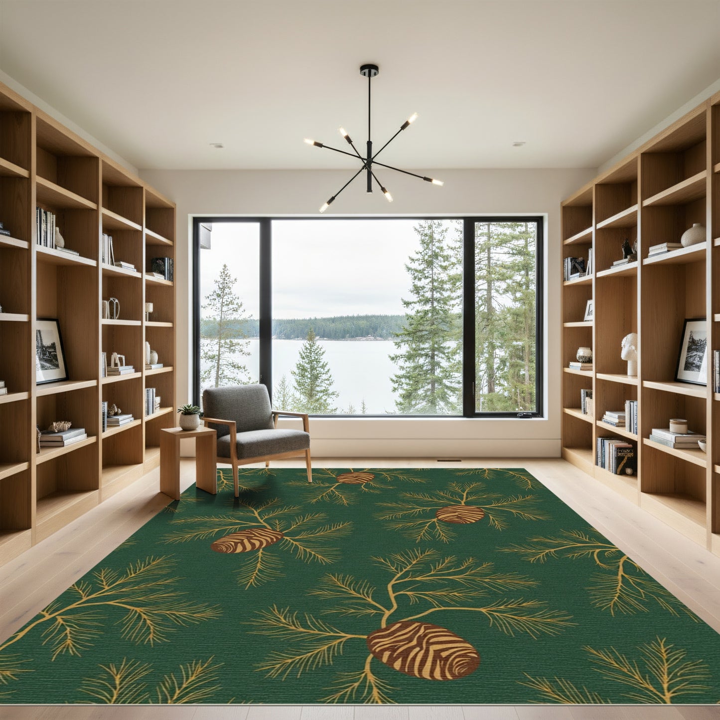 Earthy Pinecone And Evergreen Branches Rug