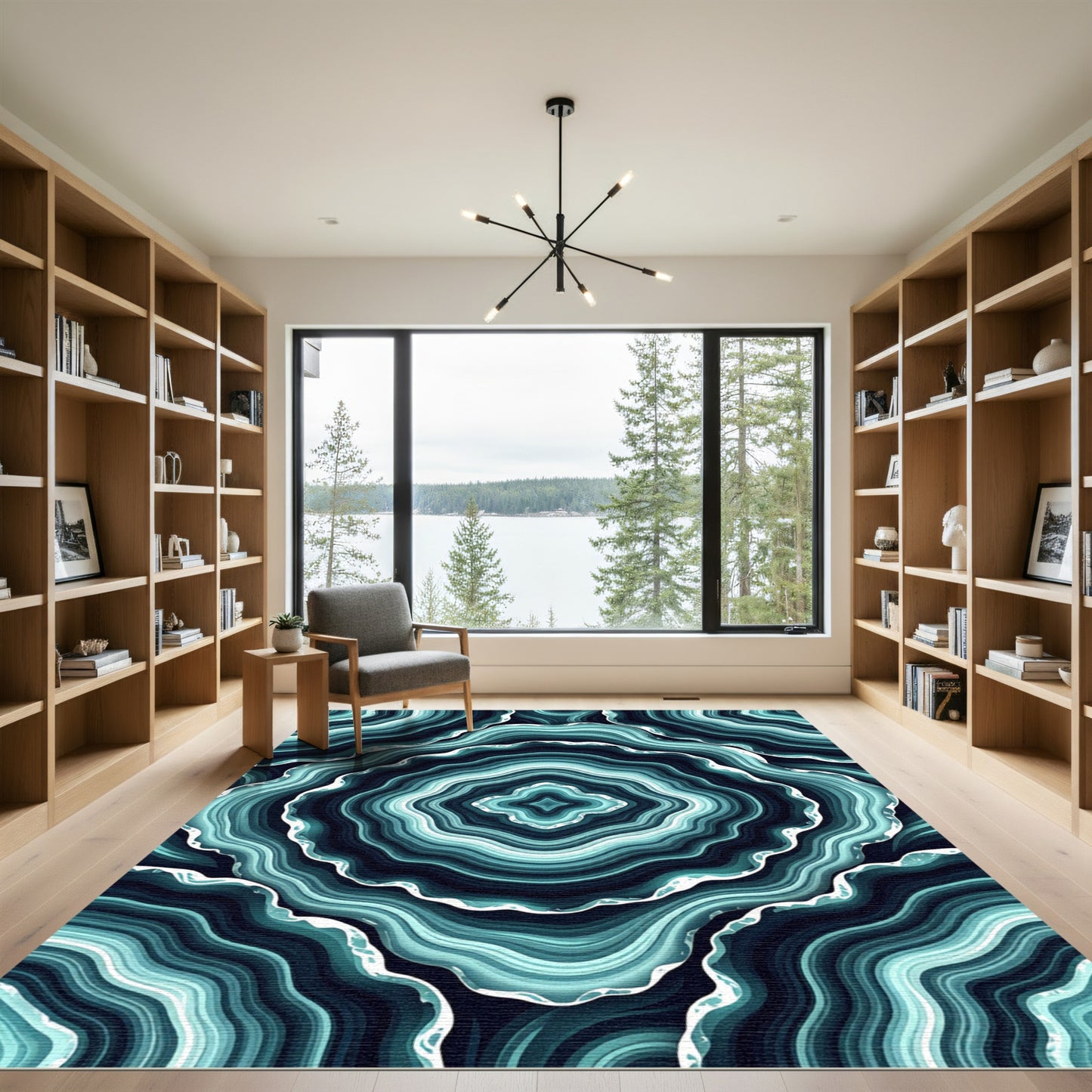 Teal Agate Stone Ripples Rug