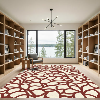 Crimson Vine Abstract Swirl Rug