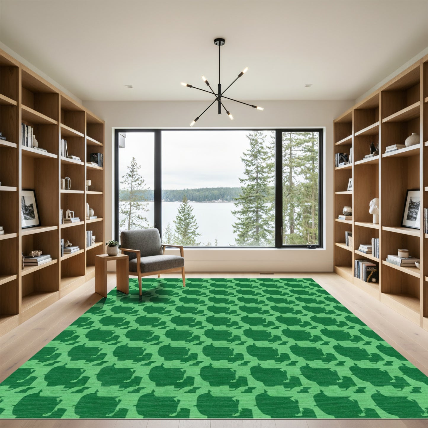 Emerald Green Abstract Block Repeat Rug