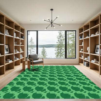 Emerald Green Abstract Block Repeat Rug