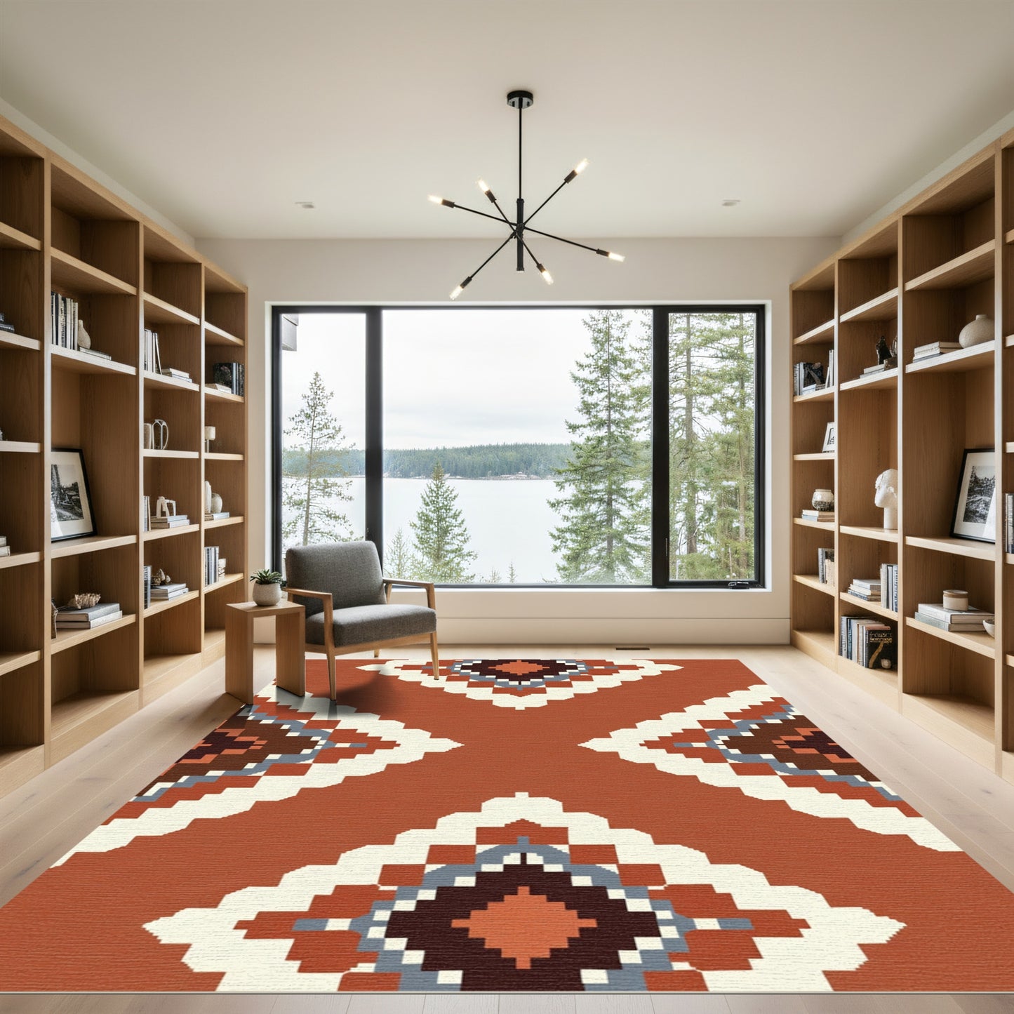 Terracotta Diamond Tribal Medallion Rug