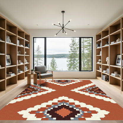 Terracotta Diamond Tribal Medallion Rug