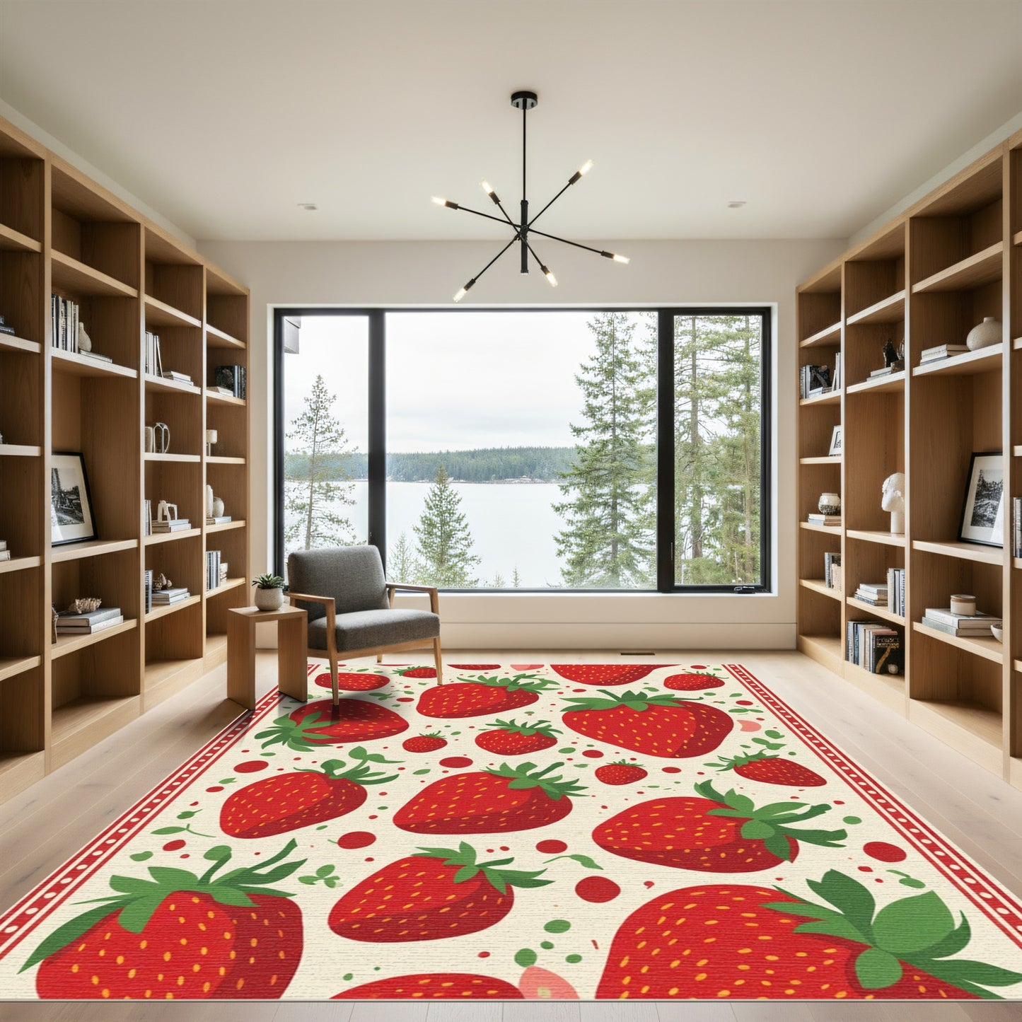 Vibrant Red Strawberry Patch Rug