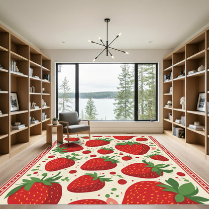 Vibrant Red Strawberry Patch Rug
