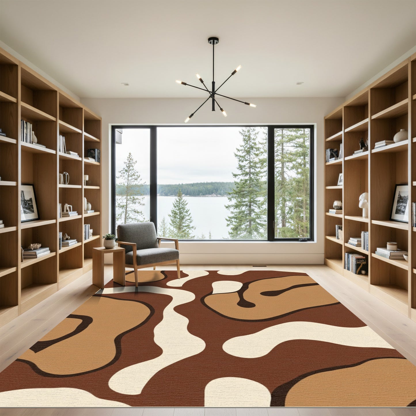 Abstract Earthy Smooth Organic Shapes Rug