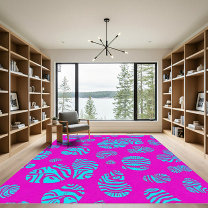 Bright Pink Teal Abstract Blobs Rug