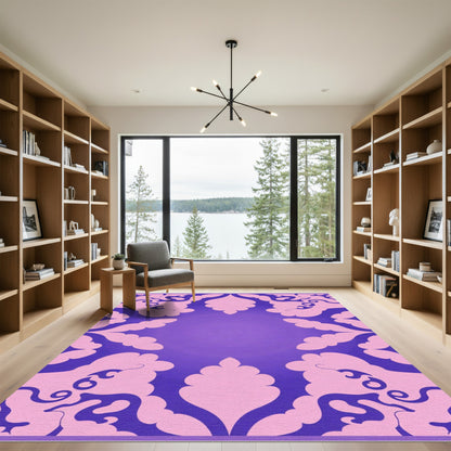 Violet Pink Ornamental Scrolls Rug