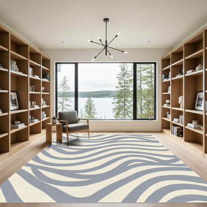 Light Blue Wave Striped Rug