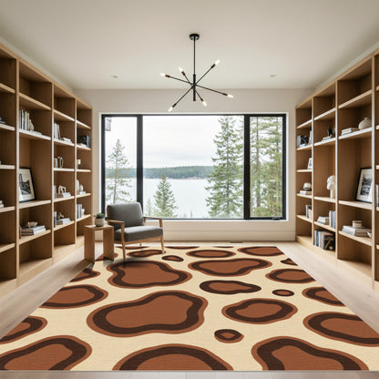 Brown Cream Animal Spot Rug