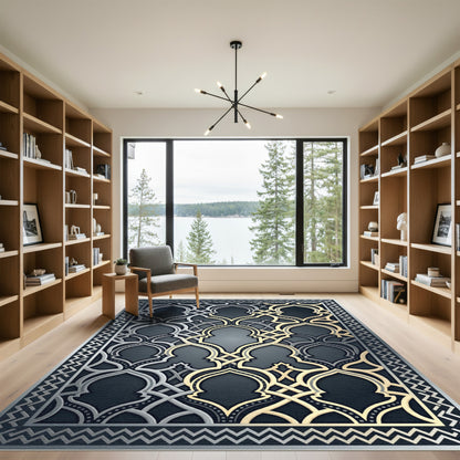 Elegant Silver Gold Archway Interlace Rug