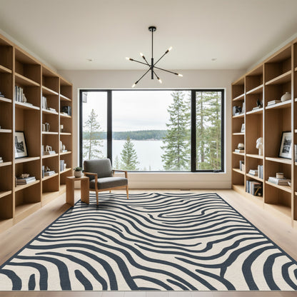 Navy Organic Zebra Stripe Rug