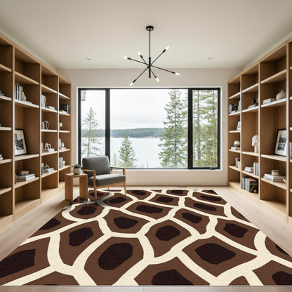 Brown Beige Giraffe Spot Geometric Rug