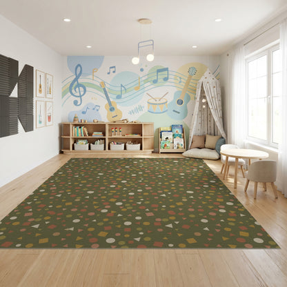 Scattered Earthy Geometric Shapes Rug