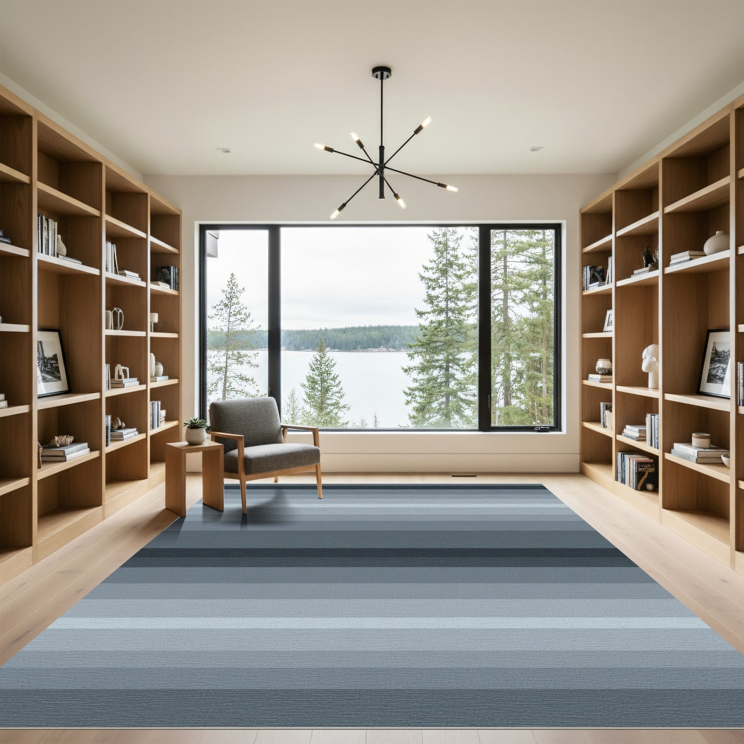Slate Hue Horizontal Bands Rug