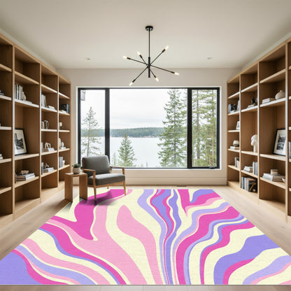 Retro Pink Purple Swirl Abstract Rug